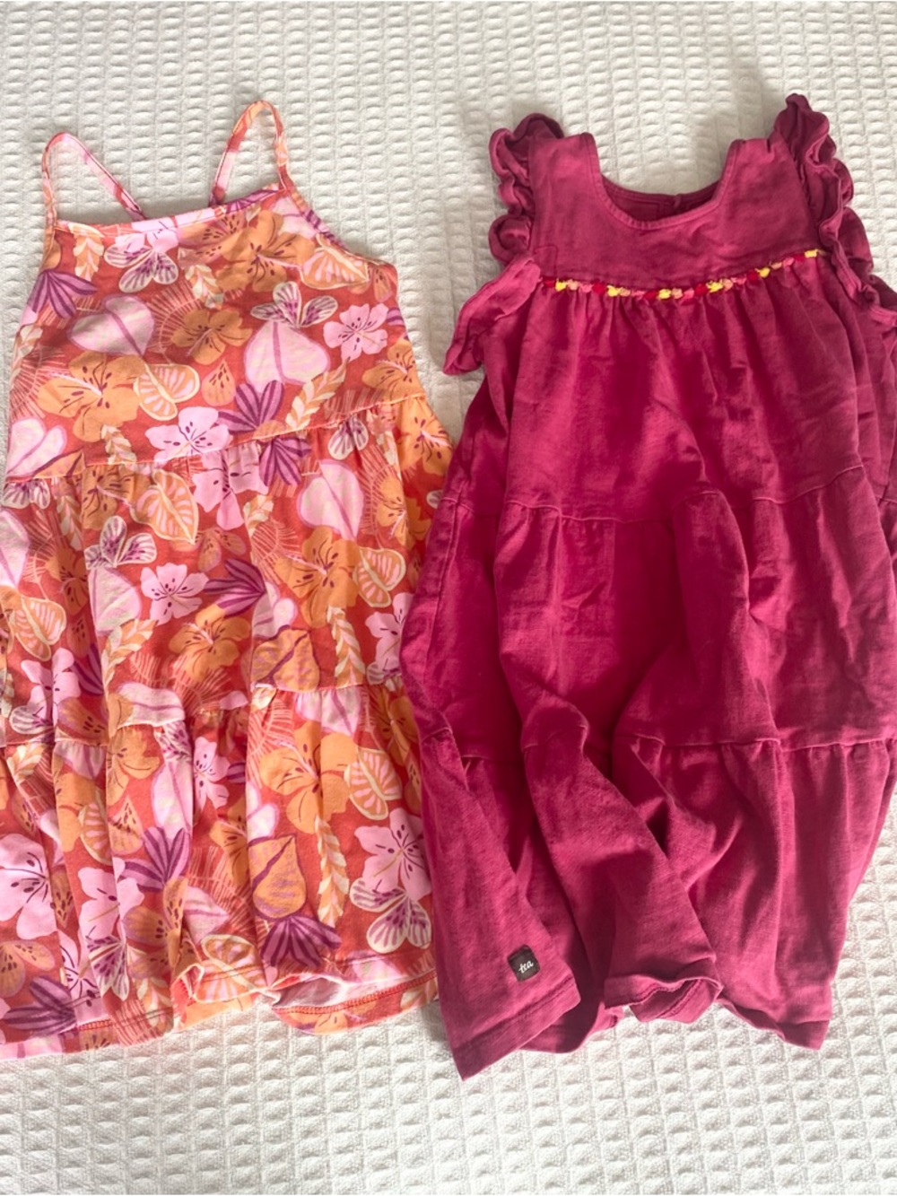 Girls' cat & Jack Floral Orange Pink Sundress + tea Raspberry Ruffle Dress